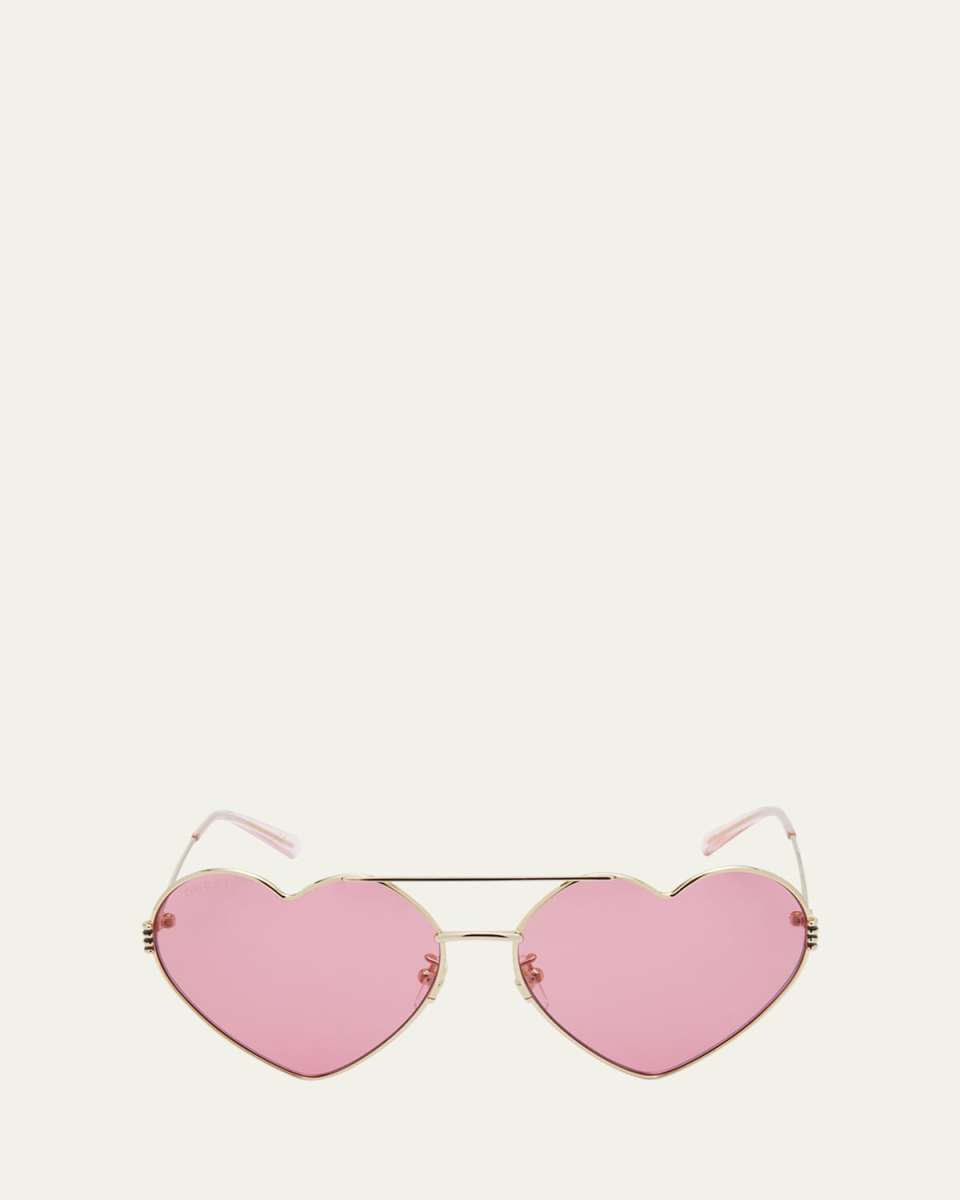 GG Heart-Shaped Metal Aviator Sunglasses